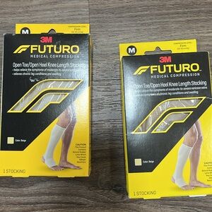 2 Pair 3M Futuro Medical Compression open heel knee length stocking/ Medium
